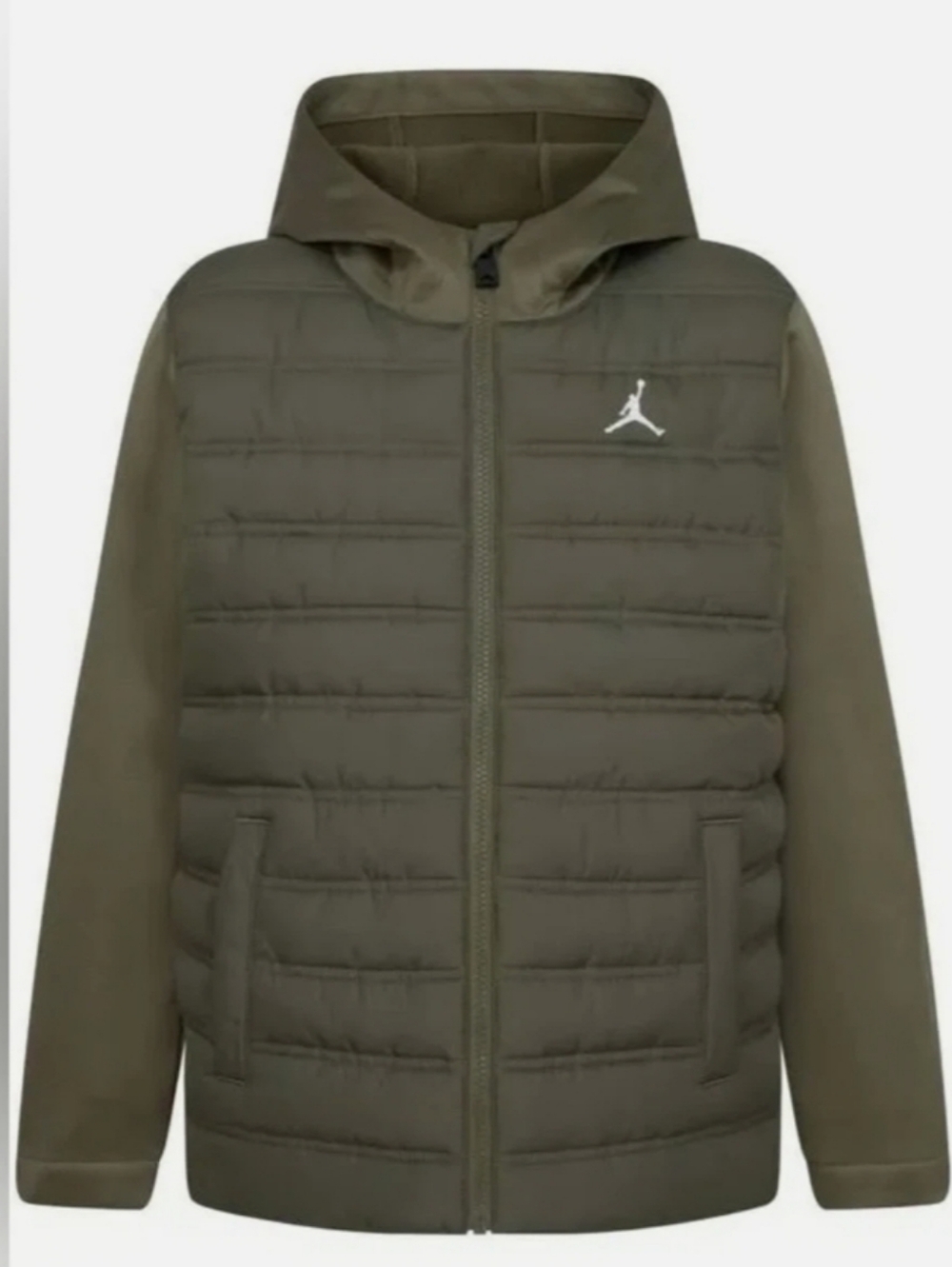 NIKE JORDAN BOYS HYBRID PUFFER JACKET,  OLIVE, MEDIUM